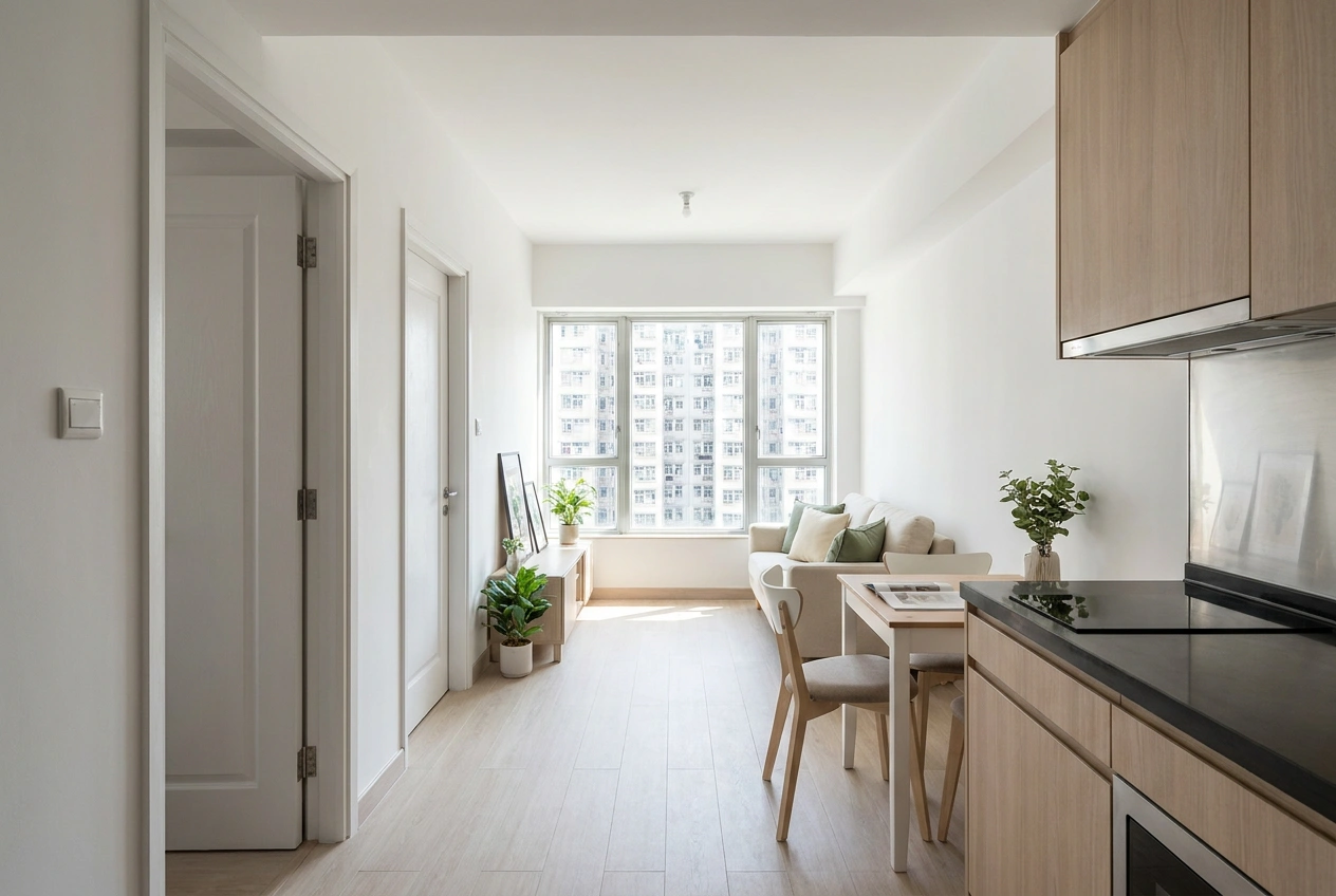 Material samples laid out for a Hong Kong HOS flat renovation at the Artwill studio